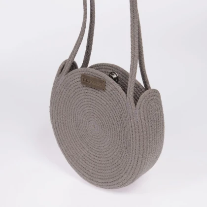 Тканини taka sumka - Сумка зі шнура Knot Bag кругла мокко S 2