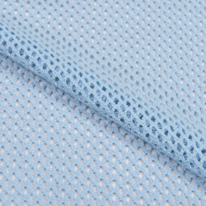 Тканин актуальные цвета по pantone (пантон) - Трикотаж ажур сетка Годо голубая