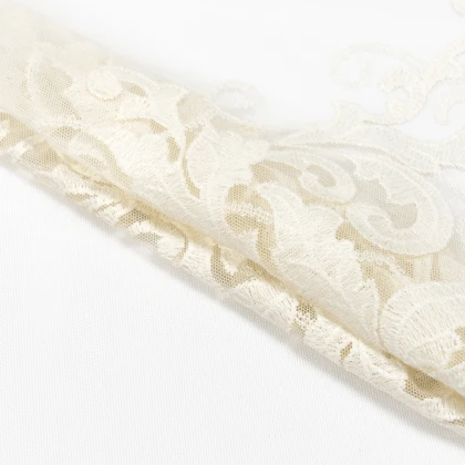 Тканини ненатуральні тканини - Тюль вишивка Вензель крупний молочний