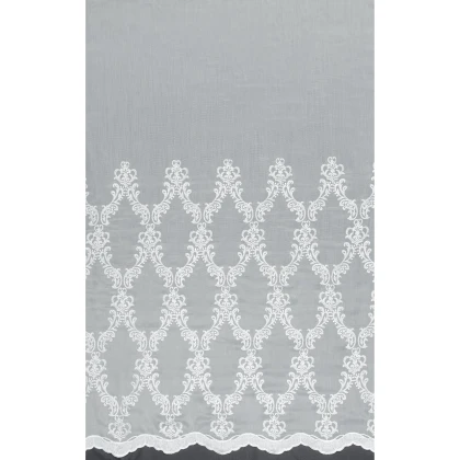 Тканин ненатуральные ткани - Тюль микросетка вышивка Вензель белая с фестоном 3