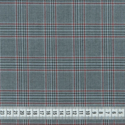 Тканини тк outlet тканини - Костюмна у клітинку червоно-сіро-блакитну 3