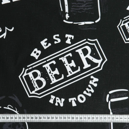 Тканини бавовняні сумішеві - Бязь набивна ГОЛД DW Bar//Beer 3