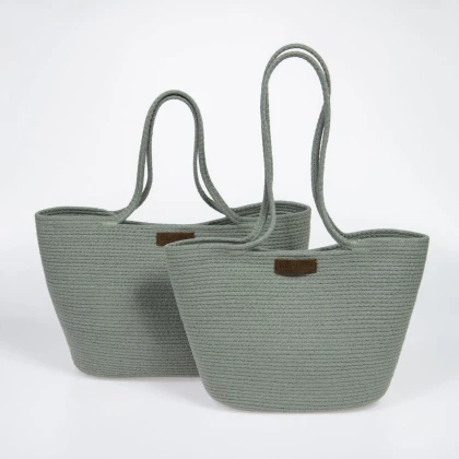 Тканин сумка шоппер - Сумка с шнура Knot Bag большая фисташка L 4