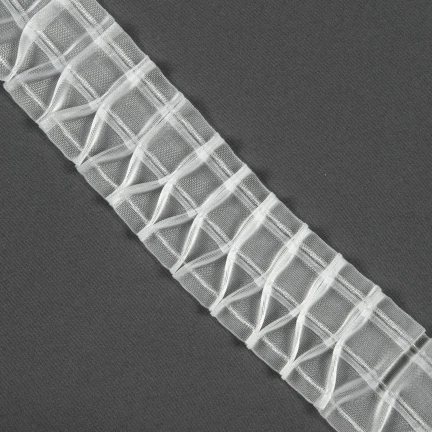 Тесьма шторная Y-буфы прозрачная КС-1:3 75мм±0.5мм/50м