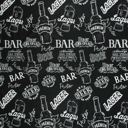 Тканини бавовняні сумішеві - Бязь набивна ГОЛД DW Bar//Beer 2