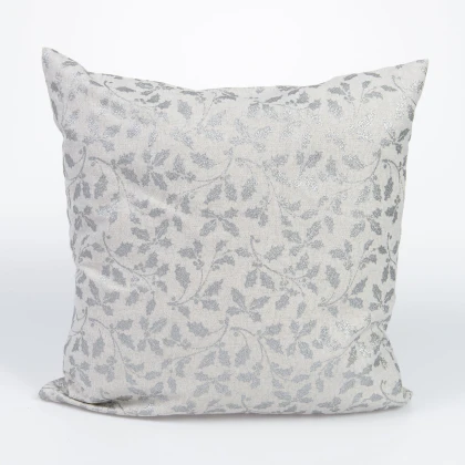 Тканин готовые изделия - Чехол  на подушку новогодний Нипи листики цвет серебро  45х45см (145039)