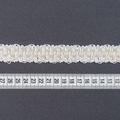 Тканин фурнитура и аксессуары для одежды - Тесьма окантовочная Фиджи цвет бело-молочный, крем 20 мм /25 м 3