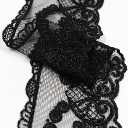 Декоративне мереживо Данія колір чорний 9.5 см