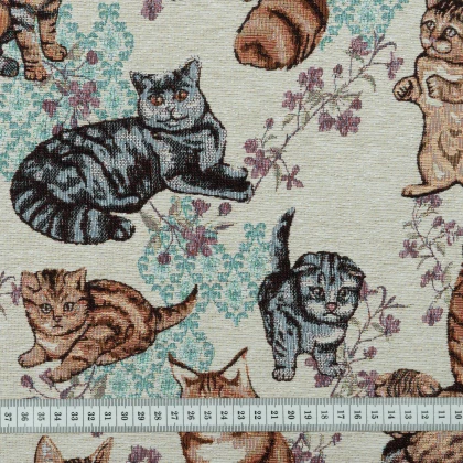 Тканин тк outlet ткани - Жаккард Кошки коричневый 3
