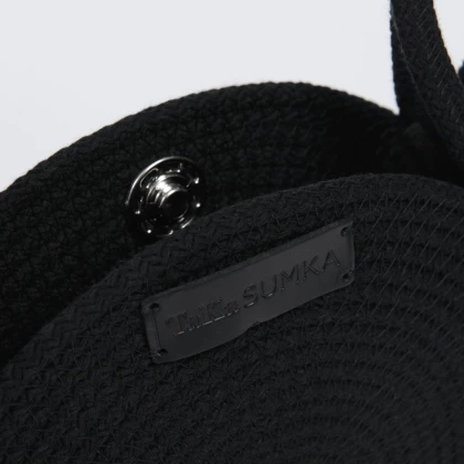 Тканини сумка шопер - Сумка зі шнура Knot Bag кругла чорна  S 3