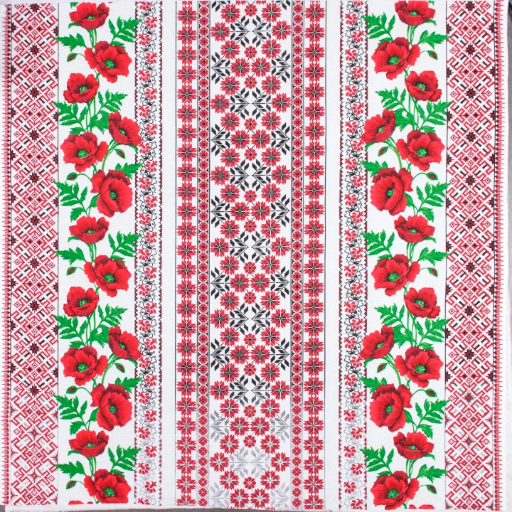 Ткань скатертная рогожка маки