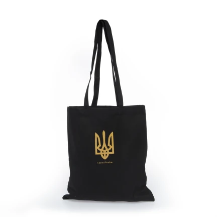 Экосумка TaKa Sumka саржа  черная герб Украины  (ручка 70 см)