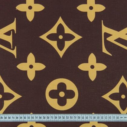 Тканини бавовняні сумішеві - Бязь набивна голд НТ  принт Louis Vuitton 3